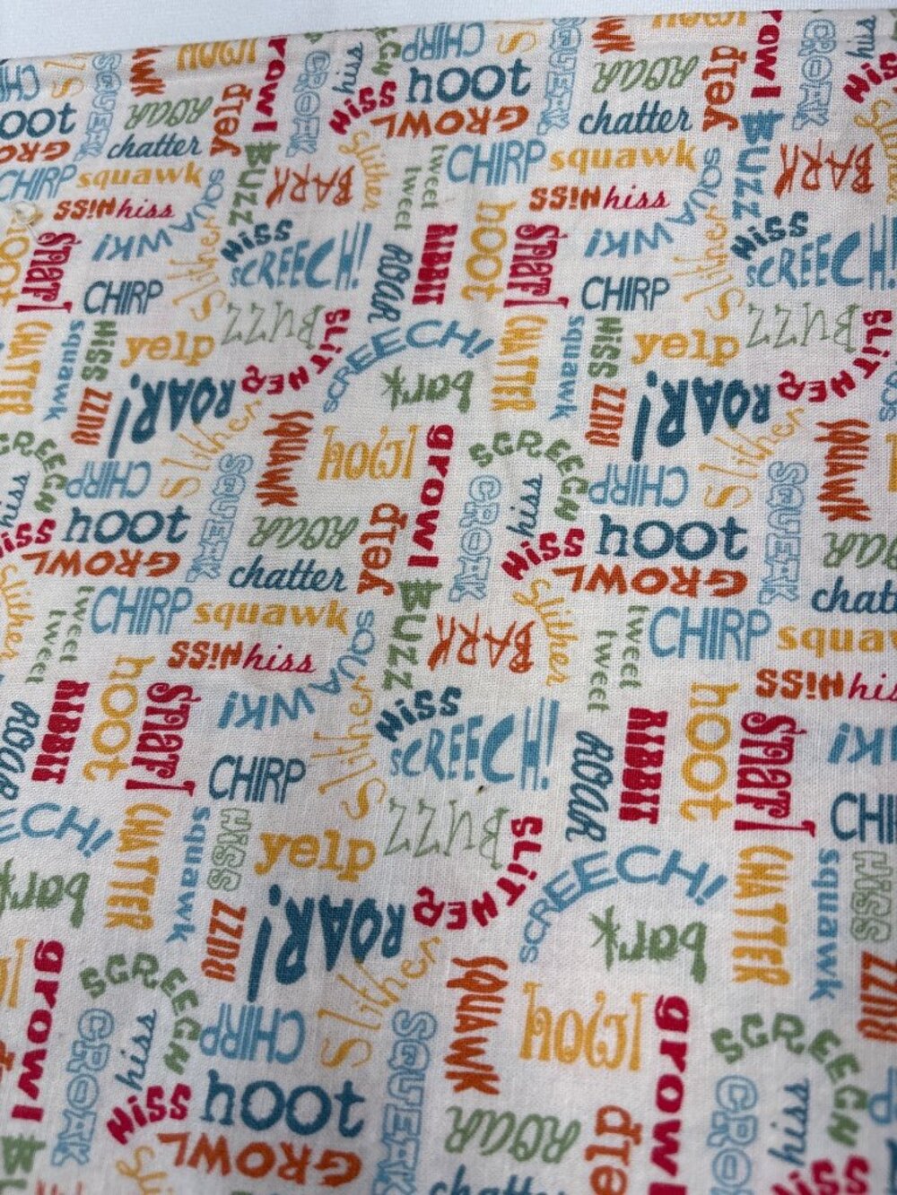 Animal Sounds Word Print Cotton Fabric 10x17" Multicolor Quilting Sewing - Picture 8 of 12